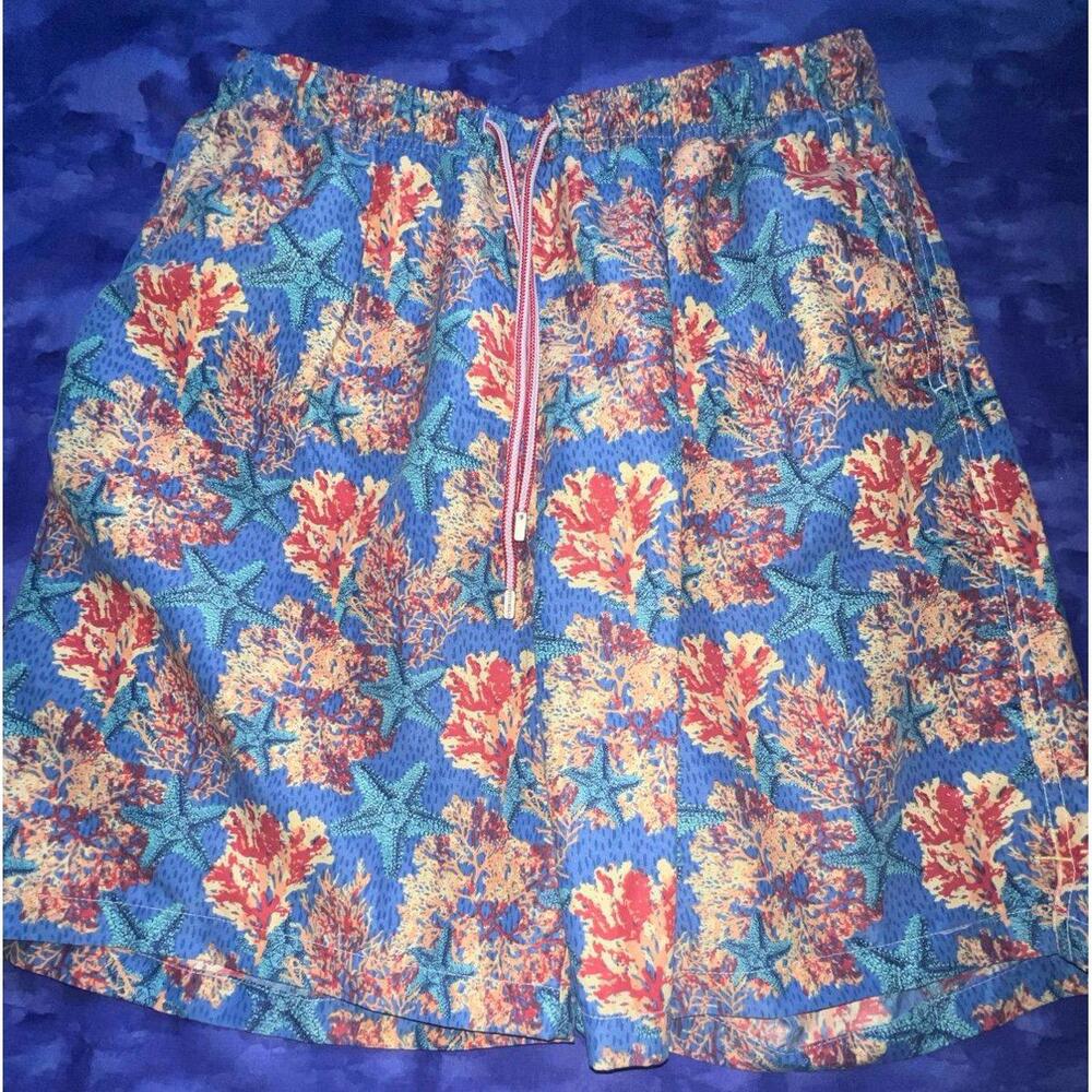Peter Millar Seaside Collection Coral Reef Starfish Men's Swim‎ Trunks  Large
